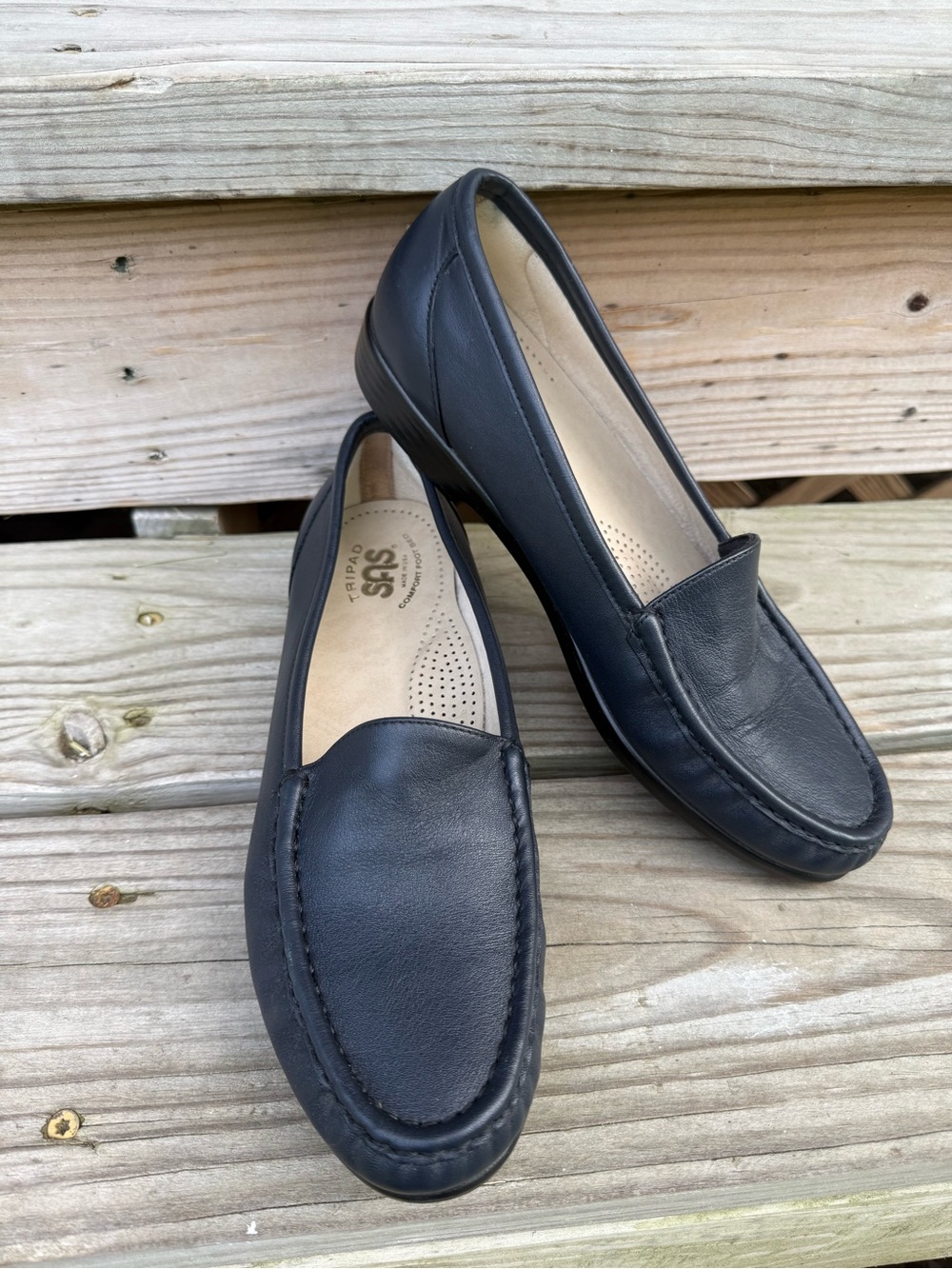 SAS Leather Loafers Navy Blue Simplify 9 M Tripad Comfort Arch Support USA Made